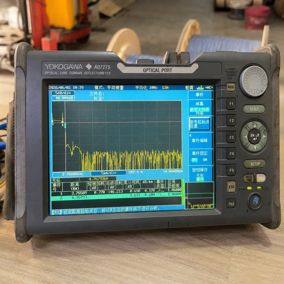 Yokogawa OTDR testing of finished fiber optic cable